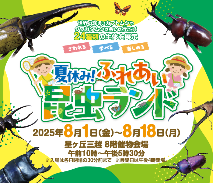 【星ヶ丘三越】夏休み！ふれあい昆虫ランド