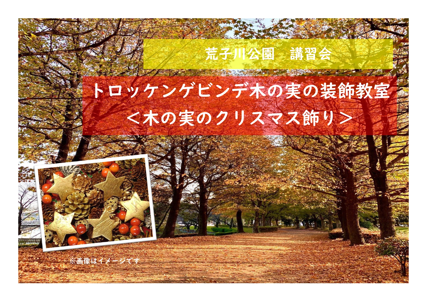 荒子川公園ガーデンプラザ　講習会「トロッケンゲビンデ木の実の装飾教室＜木の実のクリスマス飾り＞」