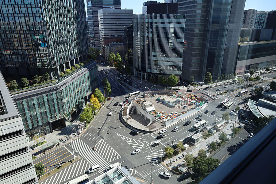 JRゲートタワーから望むリニア中央新幹線の工事現場